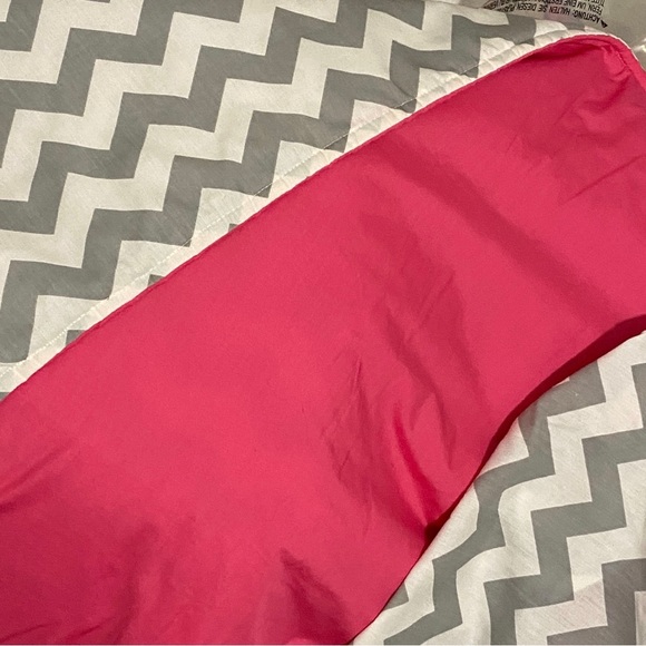 One Grey & Pink Dust Ruffle & Crib Bed Set Design is Chevron - Picture 6 of 6